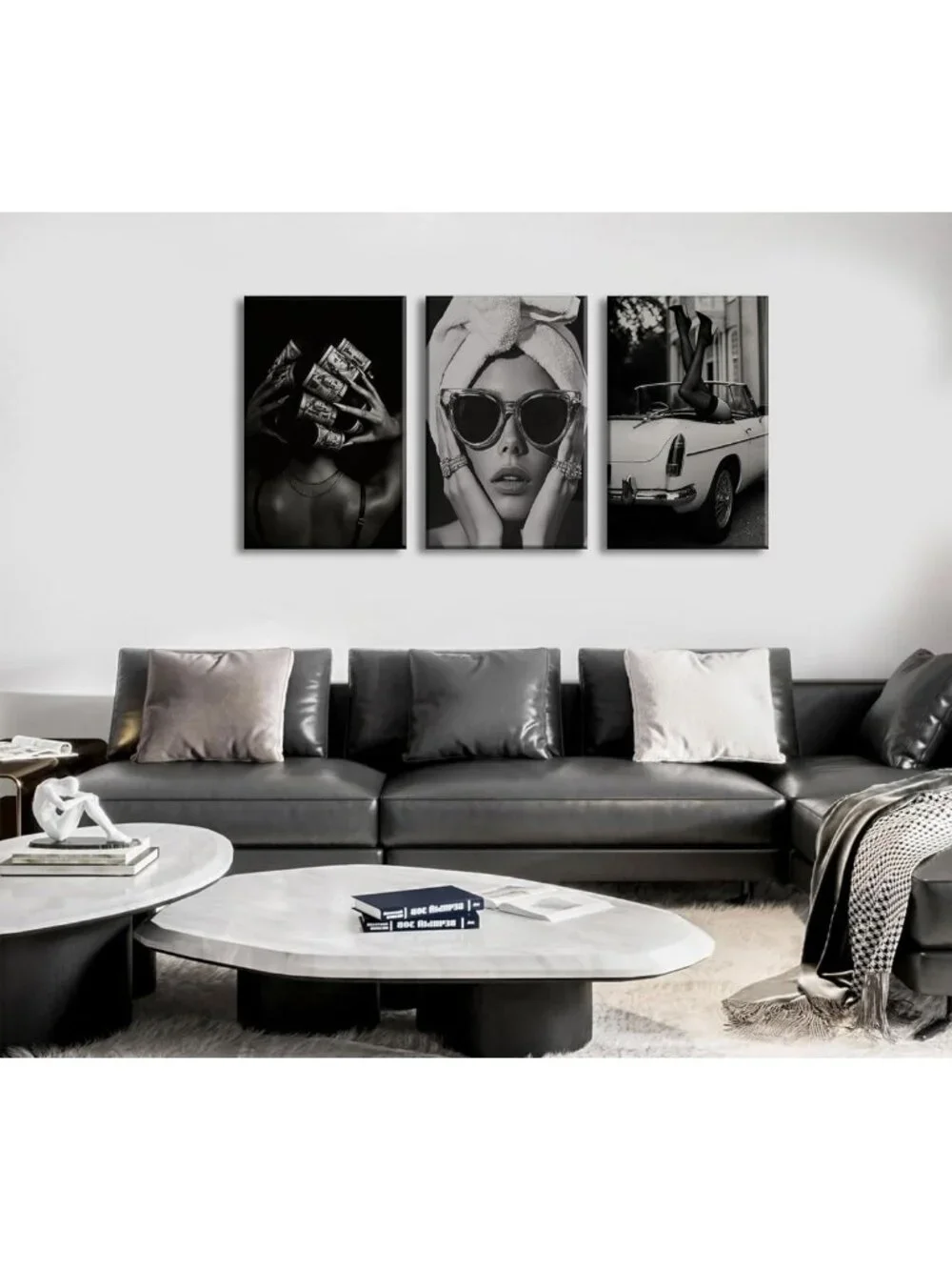 Stylish Black & White Canvas Wall Art | Modern Luxury Posters for Home Decor